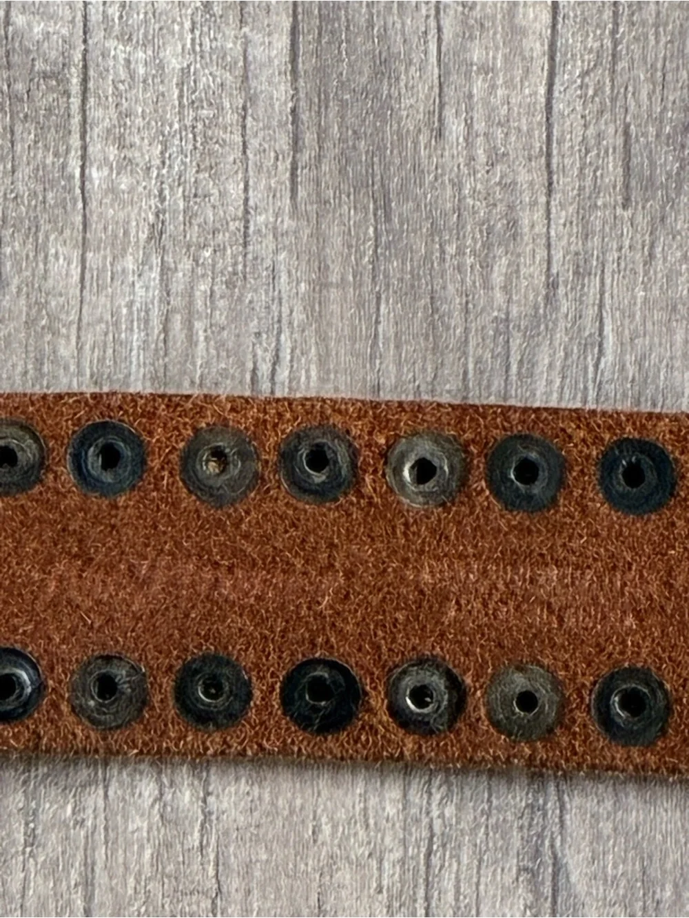 Western Antique Silver Studs Brown Leather Belt With Horse Shoe Buckle